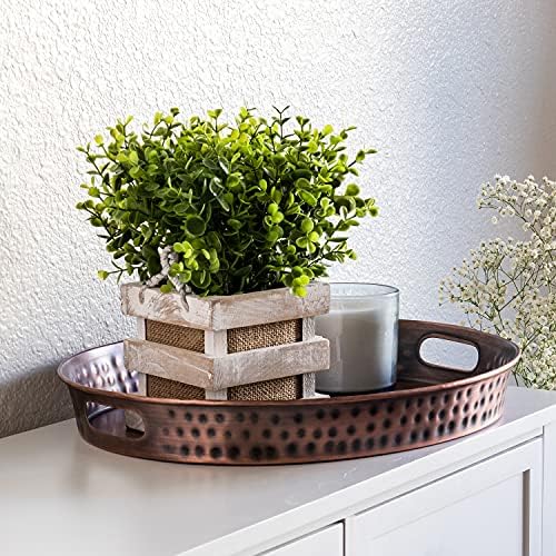 Monarch Abode Serving Tray with Handles – 17-Inch Hand Hammered Metal
