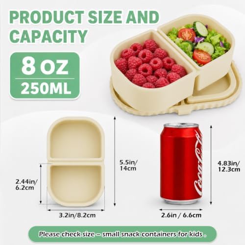 YQL 3 Pack 8 oz Silicone Snack Containers with Lids,Small Snack Box