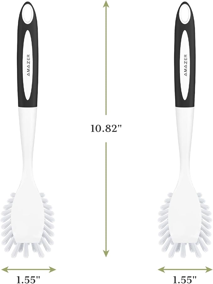 Amazer Dish Brush with Handle, 2 Pack Kitchen Scrub Brushes - Image 2