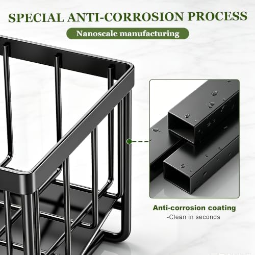 Sponge Holder for Kitchen Sink, 9.65 x 3.74 x 6.3, Black