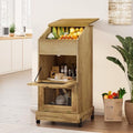 Potato Storage Bin, Wooden Bread Bins with Wheel, Movable Onion