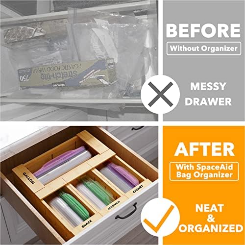 SpaceAid Bamboo Drawer Dividers with Inserts 6 Dividers with 12
