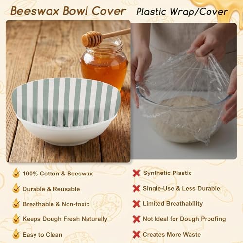 Britimes Beeswax Bowl Covers, 2 Pack, Sage Green