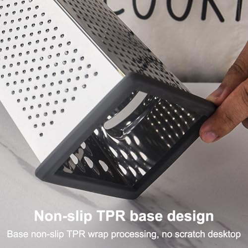 Cheese Grater, 4-Sided Box Grater with Handle, Stainless Steel