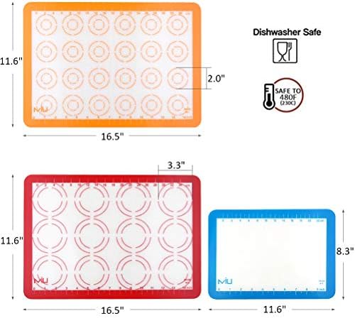 MIU Macaroon Silicone Baking Mat Set, 2 Half and 1 Quarter Sheet