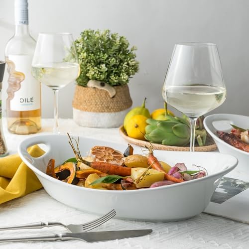 YHOSSEUN Large Serving Bowl with Handles, Oval Serving Platter Set of 2