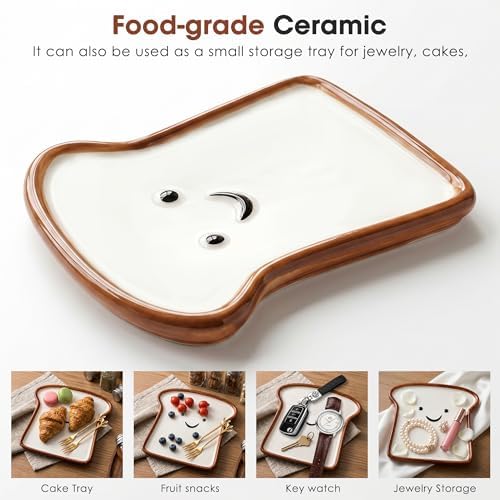 Ceramic Spoon rest for Stove Top, Cute Smile Toast Shaped Spoon Holder