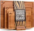 EDELHAUS Carbonized Bamboo Cutting Board Set of 3 with Stand, Non