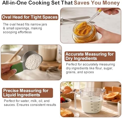 Stainless Steel Measuring Cups and Spoons Set, 7 Magnetic Measuring