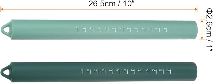 HARFINGTON 2pcs Silicone Rolling Pin 10" Stainless Silicone Surface Non-Stick - Image 2