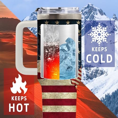 DUUV Eagle American Flag Tumbler 40oz, Insulated 4th of July Cup Gifts
