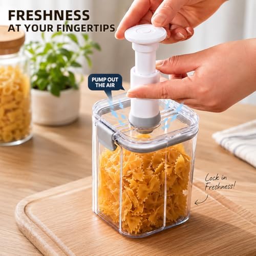 3-Piece Vacuum Seal Food Storage Containers with Pump, Airtight Clear