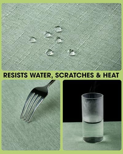Pureegg Rectangle Linen Tablecloth Waterproof & Stain Resistant