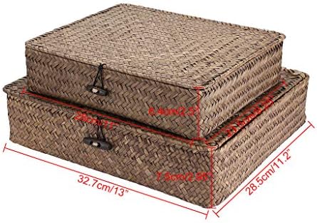 Hipiwe Set of 2 Flat Wicker Storage Basket Bins