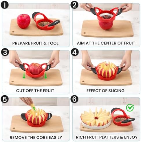 SCHVUBENR 16-Blade Apple Slicer and Corer - 4.72 Inch Sharp Stainless