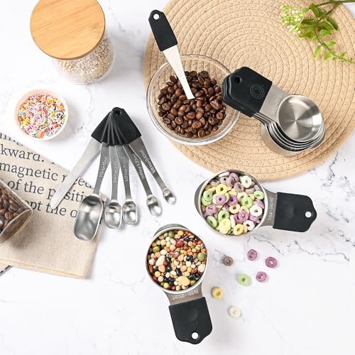 Magnetic Measuring Cups and Spoons Set 14, Stainless Steel Measuring