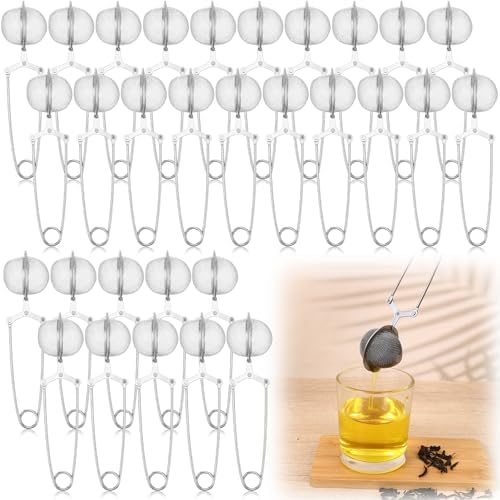 30 Pcs Snap Ball Tea Strainer with Handle, Metal Stainless Steel Fine