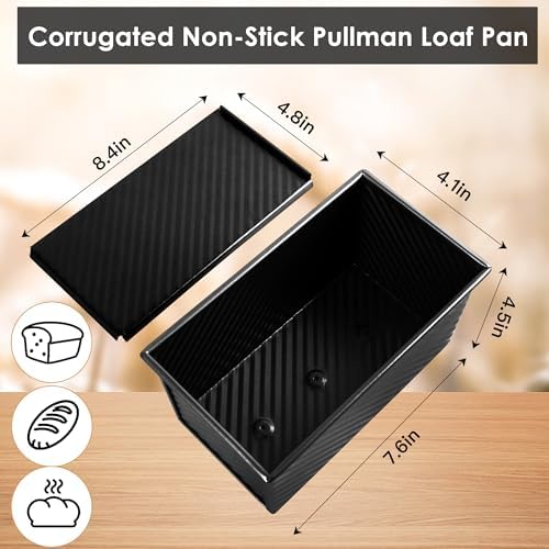 Pullman Sandwich Bread Loaf Pan with Lid, Nonstick Aluminized Steel