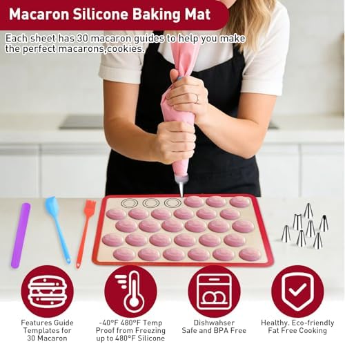 44 Pcs Macaron Silicone Baking Mats Set, Macaron Baking Supplies
