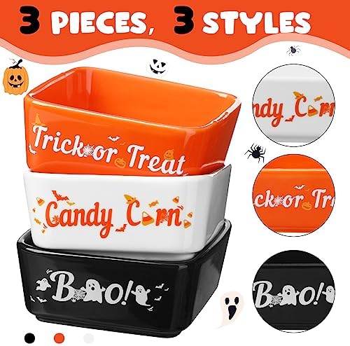Tanlade 3 Pcs Halloween Candy Bowl Small Ceramic Candy Corn Serving