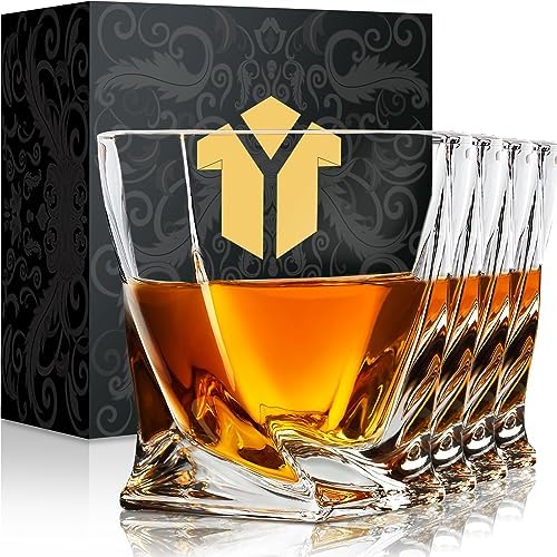 KITNATS Old Fashioned Whiskey Glasses 10 OZ Rocks Glasses Set of 4