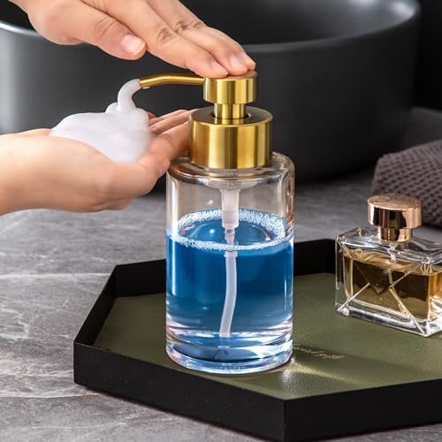 Enra Gold Foaming Soap Dispenser, Thick Glass Bathroom Hand Soap