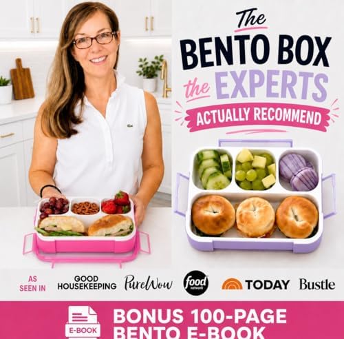 kinsho Bento Box Lunch Boxes for Kids Adults with Utensils, Pink &