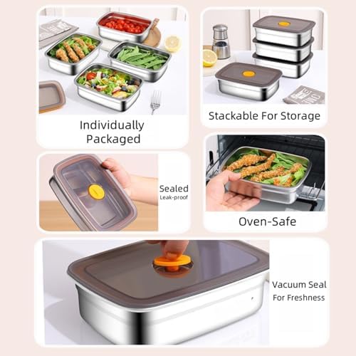 10 Pack Stainless Steel Food Storage Containers with Airtight