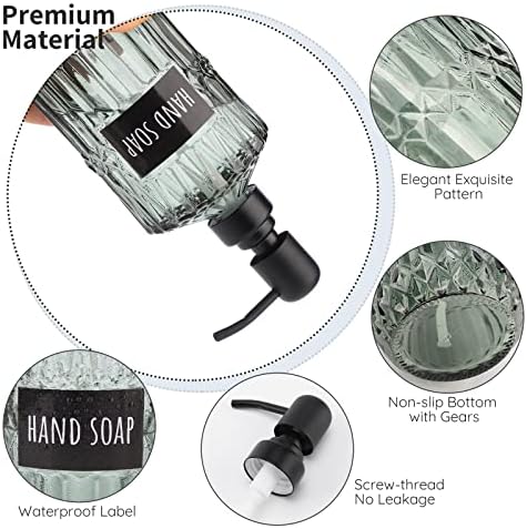 Segbeauty Glass Soap Dispenser Set, 2 Pack, 15.2oz, Green