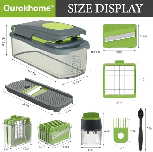 Ourokhome 12-in-1 Veggie Chopper and Dicer, Gray