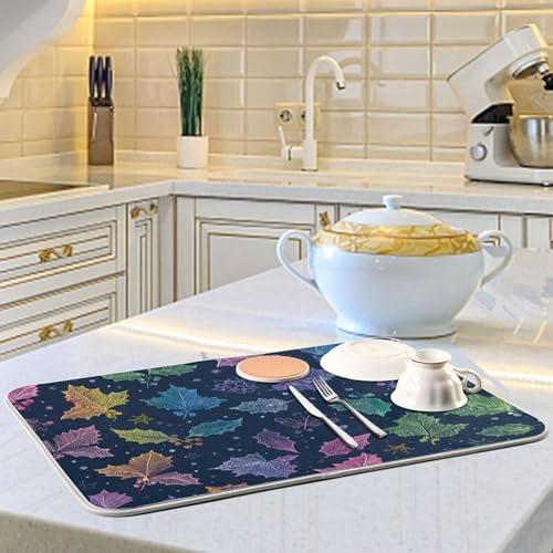 OTVEE Rainbow Holiday Art Dish Drying Mat for Kitchen Counter