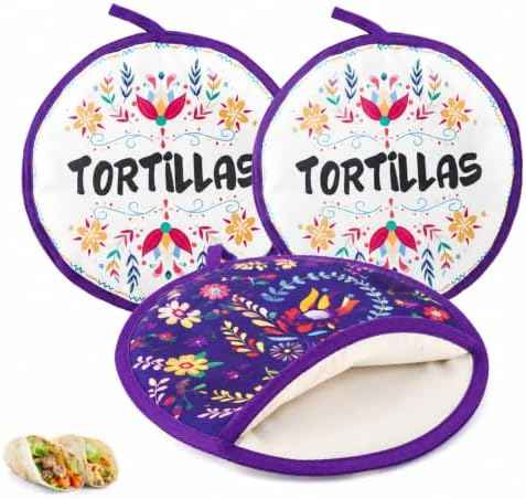 Lyellfe 3 Pack Tortilla Warmer Pouch, Microwave Oven Freezer Safe