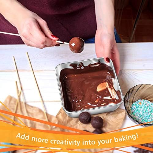 P&P CHEF Square 6x6 Baking Cake Pan, 4 Pcs Stainless Steel Brownie Pan