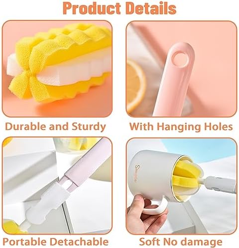 4PCS Baby Bottle Brush Set - Milk Bottle & Nipple Cleaner with 4