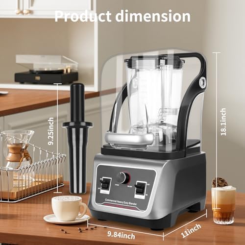 Commercial Blender with Soundproof Shield, 70 Oz, 2200W