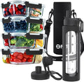 Glass Meal Prep Containers 32 oz & Glass Water Bottle with Time Marker