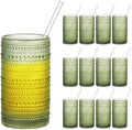 16oz Hobnail Drinking Glasses Set of 12, Vintage Large Capacity