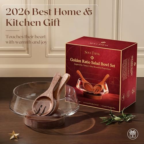 SoulThink® Golden Ratio Extra Large Crystal Glass Salad Bowl Set