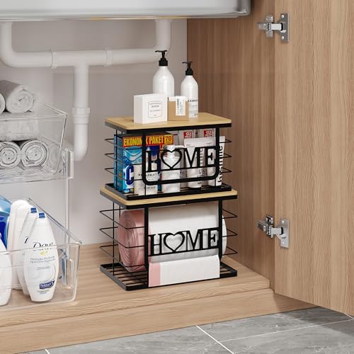 Trash Bag Holder, Thipoten Trash Bags Dispenser with Bamboo Top
