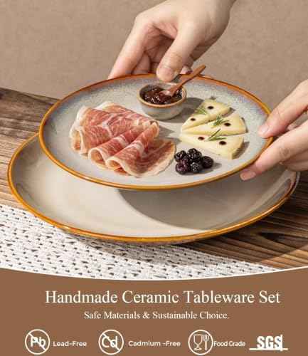 LERATIO Ceramic Dinnerware Sets for 8,24Pcs Porcelain Plates and Bowls Set