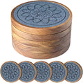 Wood Coasters for Drinks, Absorbent Coaster Sets of 5, Drinks Coasters