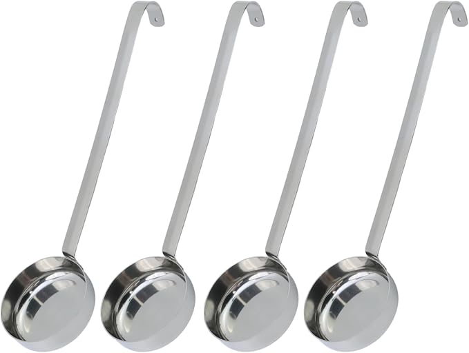 4 Pcs 3 oz 10.55 Inch Silver Stainless Steel 201 Long Handle Cooking Spoon by TSNAMAY