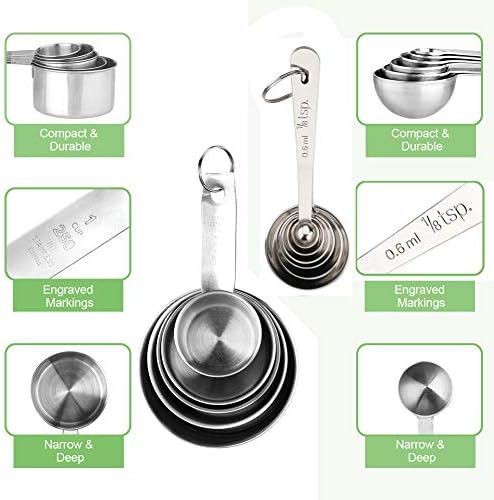 Accmor 11 Piece Stainless Steel Measuring Spoons Cups Set, Premium