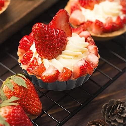 6PCS Removable Bottom Tart Pan Set, Carbon Steel Non Stick Quiche Pan