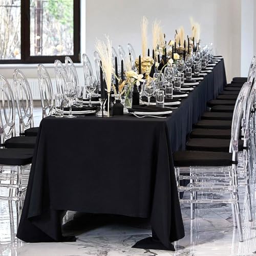 8 Pack Black Tablecloths Rectangle 60 x 102 Inch for 6 Foot Tables