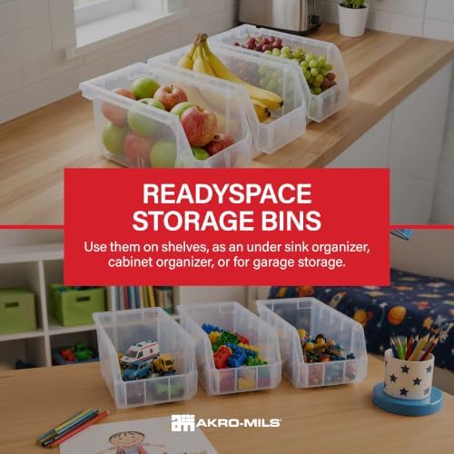 ReadySpace Medium Stackable Plastic Storage Bins, 8-Pack