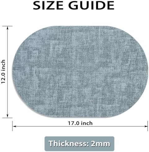 Faux Leather Oval Placemats Set of 6, Light Blue