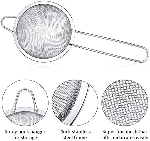 3 Pieces Cocktail Strainer Bar Strainer Fine Mesh Tea Strainer, 3.3 in