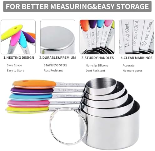 TILUCK measuring cups and magnetic measuring spoons set, stainless