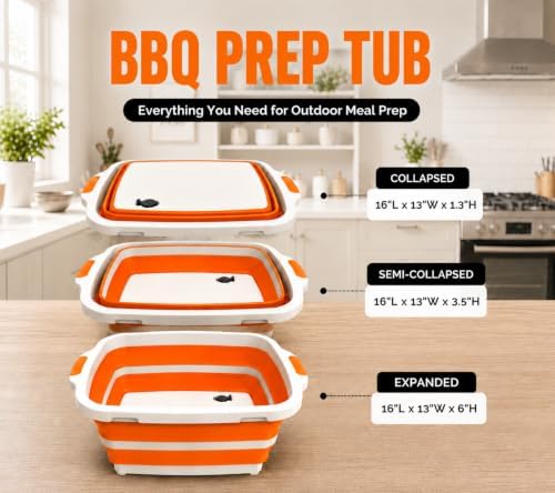 Large BBQ Prep Tub 8L - Multifunctional Collapsible Camping Cutting